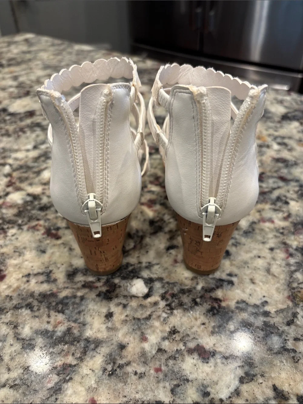 Dream Pairs White Scallop Strappy Cork Wedge Sandals